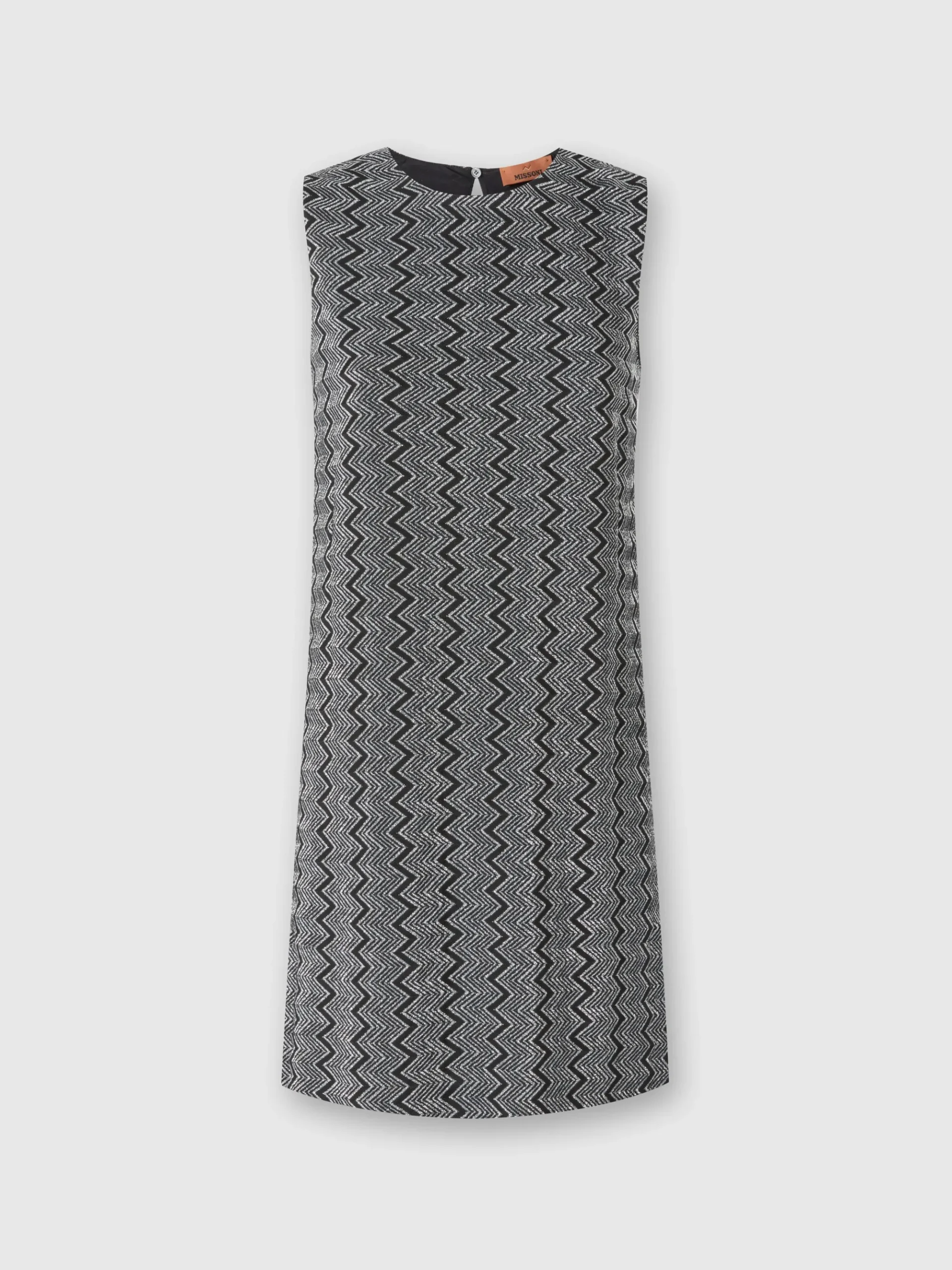 Sleeveless zig zag lamé mini-dress