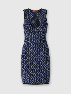 Sleeveless zig zag mini-dress with sequins