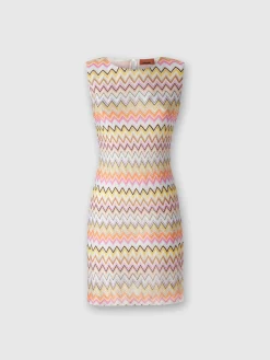 Sleeveless zig zag viscose mini-dress