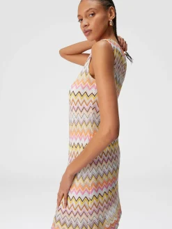 Sleeveless zig zag viscose mini-dress