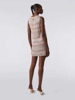 Sleeveless zigzag mini-dress with sequins