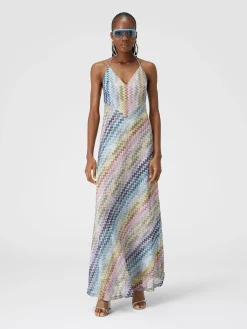 Slip dress with lace on the neck and pearl appliqués