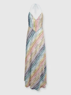 Slip dress with lace on the neck and pearl appliqués