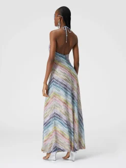 Slip dress with lace on the neck and pearl appliqués