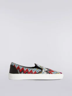 Slip-on trainers with multicoloured zigzag upper