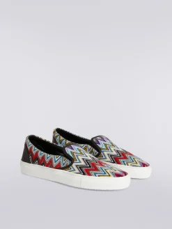 Slip-on trainers with multicoloured zigzag upper