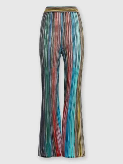 Slub ribbed knit trousers with sequins