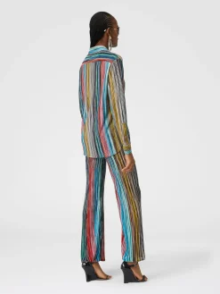 Slub ribbed knit trousers with sequins