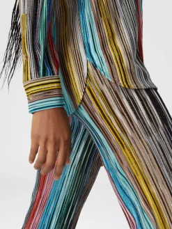 Slub ribbed knit trousers with sequins