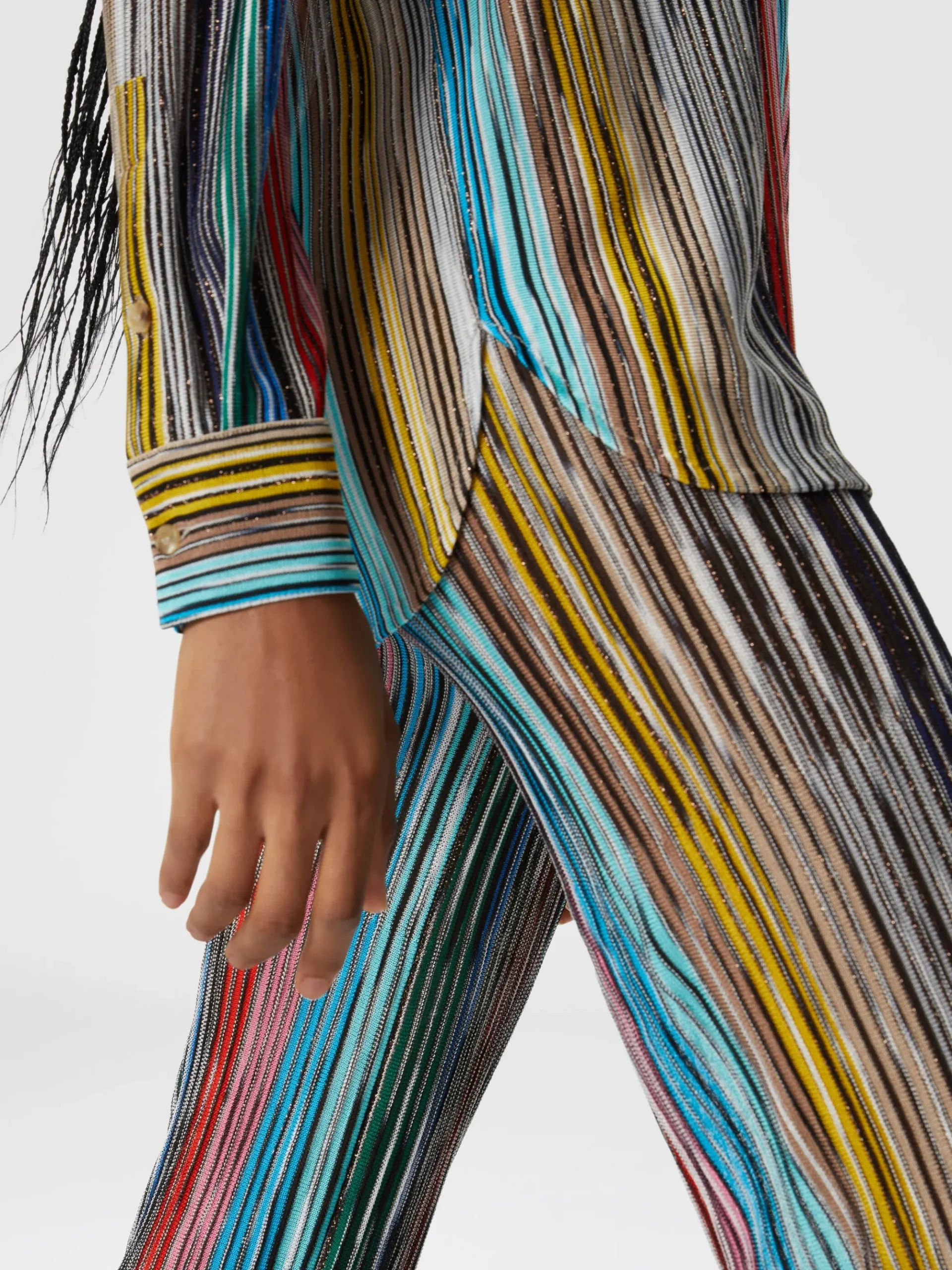 Slub ribbed knit trousers with sequins