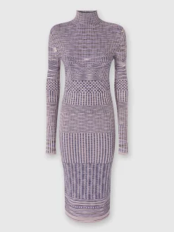 Slub wool turtleneck midi dress
