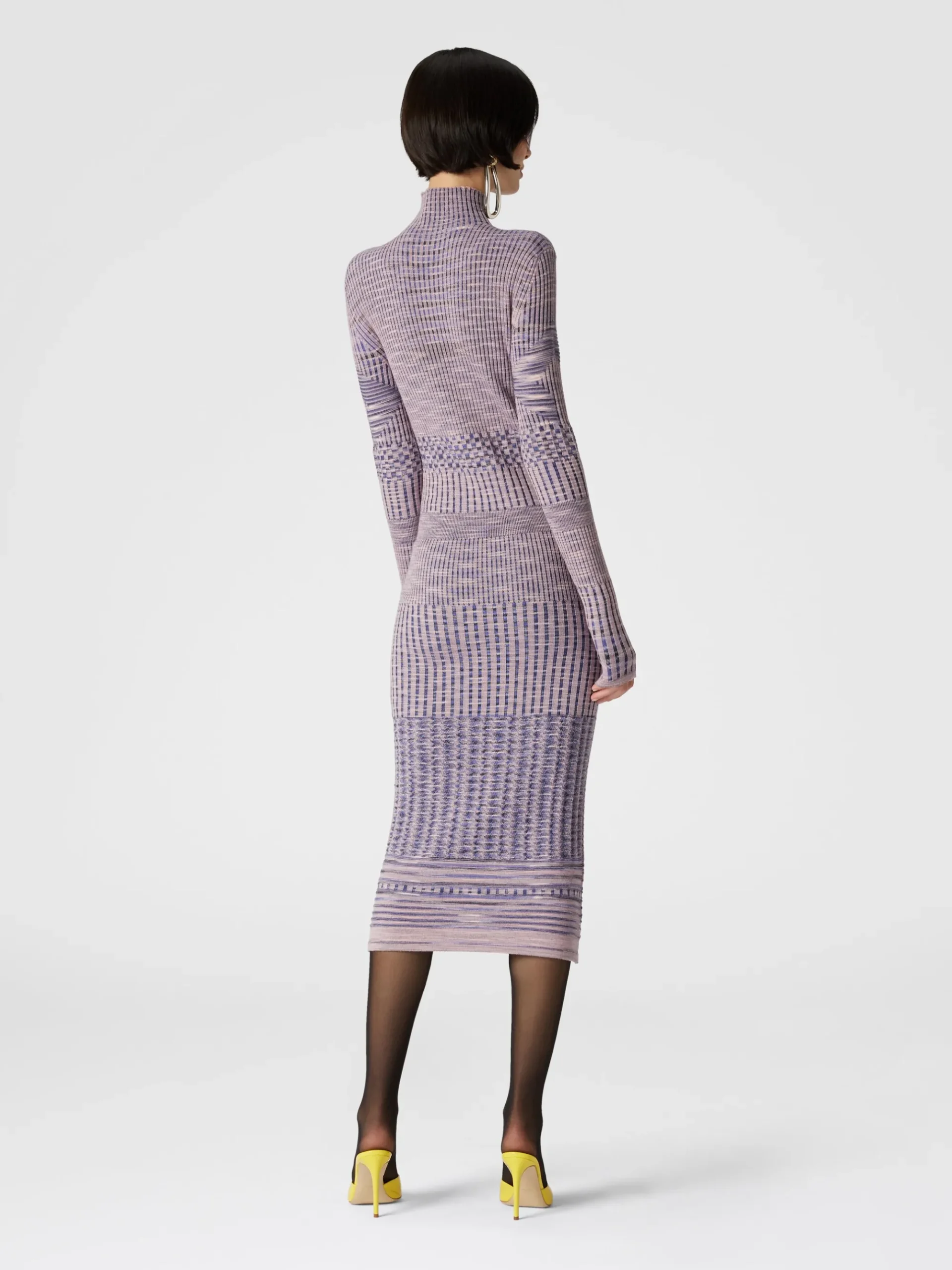 Slub wool turtleneck midi dress