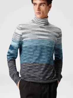 Slub wool turtleneck pullover