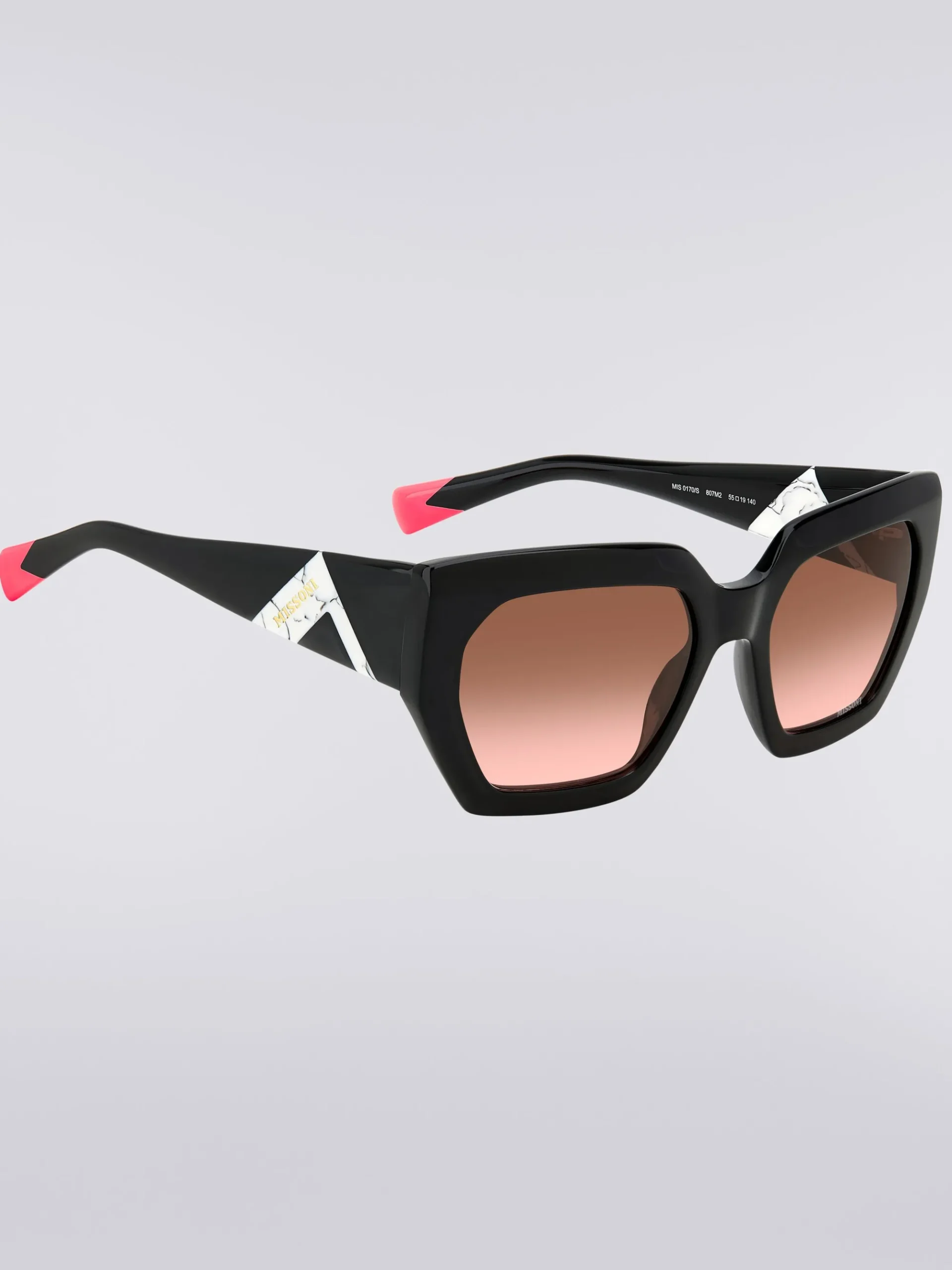 Square frame sunglasses with contrasting logo insert