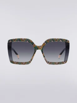 Square sunglasses with fabric inserts