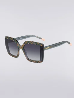 Square sunglasses with fabric inserts