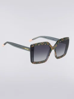 Square sunglasses with fabric inserts