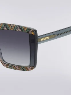Square sunglasses with fabric inserts