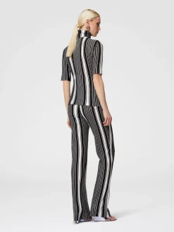 Straight striped trousers in cotton and viscose