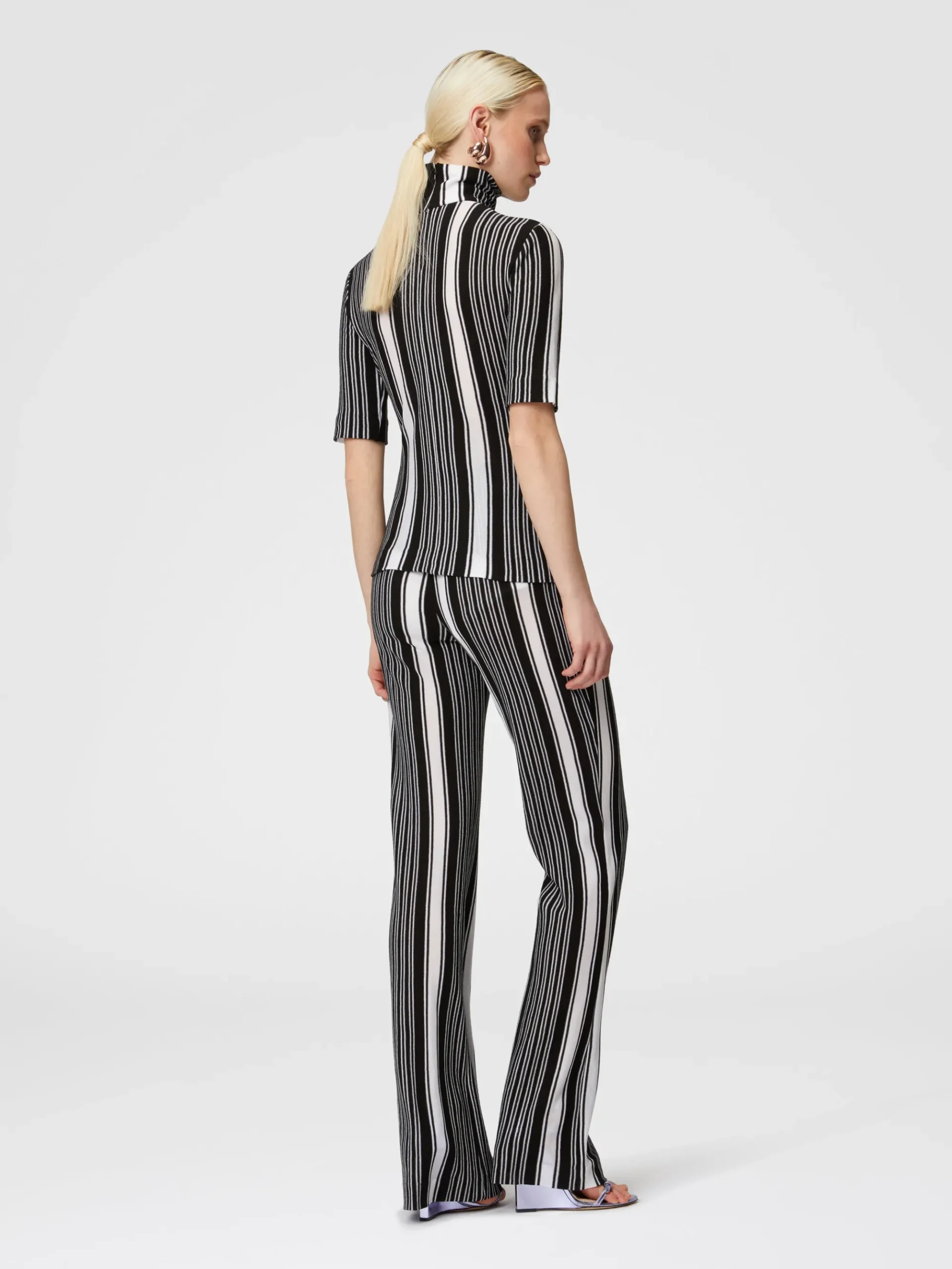 Straight striped trousers in cotton and viscose