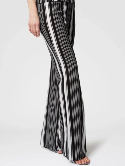 Straight striped trousers in cotton and viscose