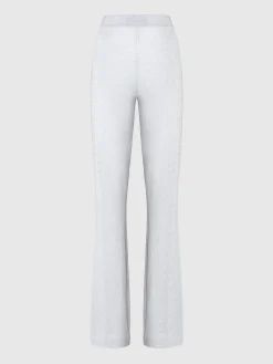 Straight trousers in lamé viscose