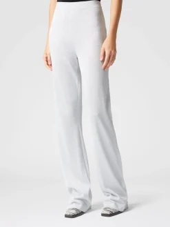 Straight trousers in lamé viscose