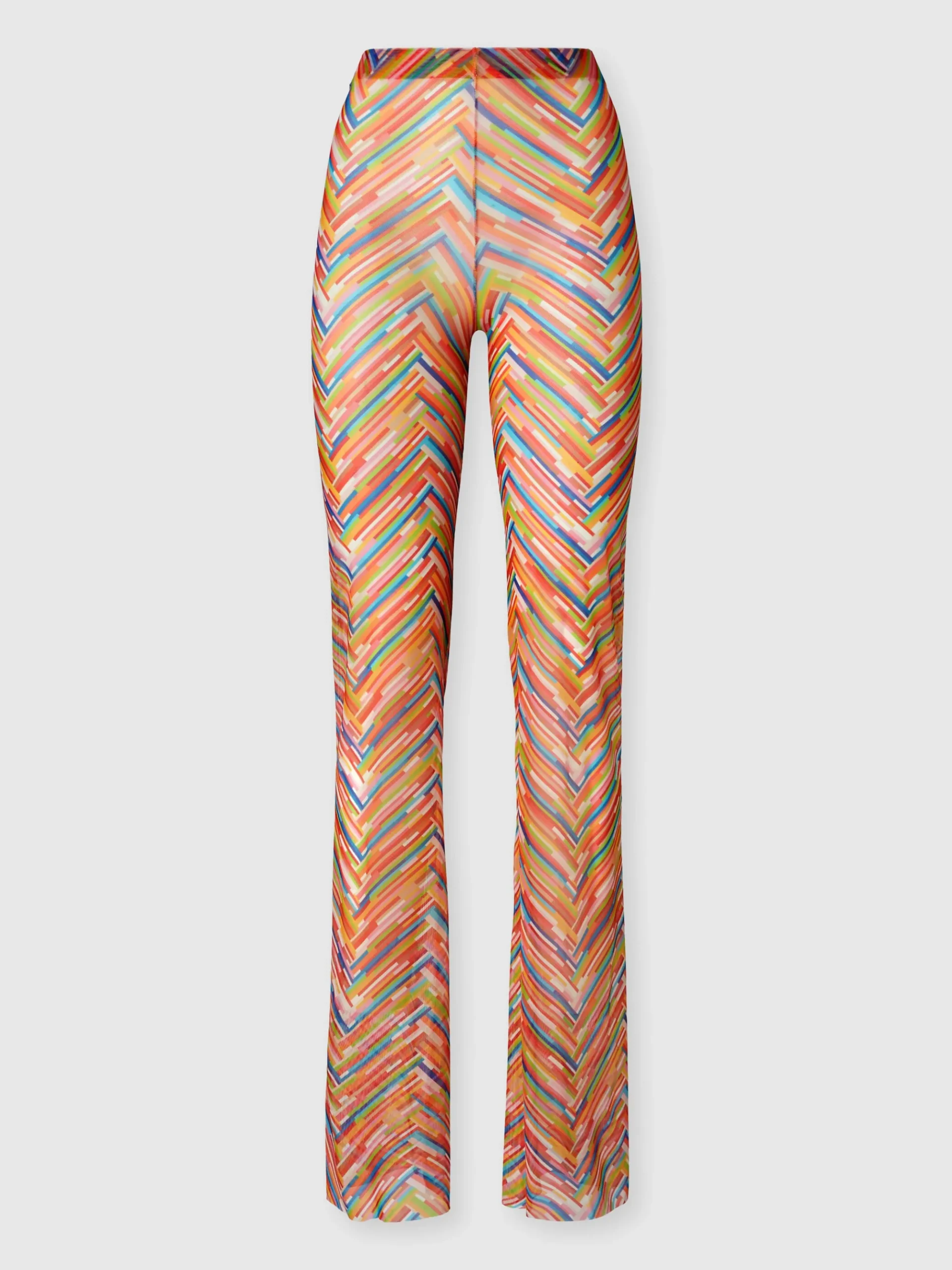 Straight trousers in printed tulle