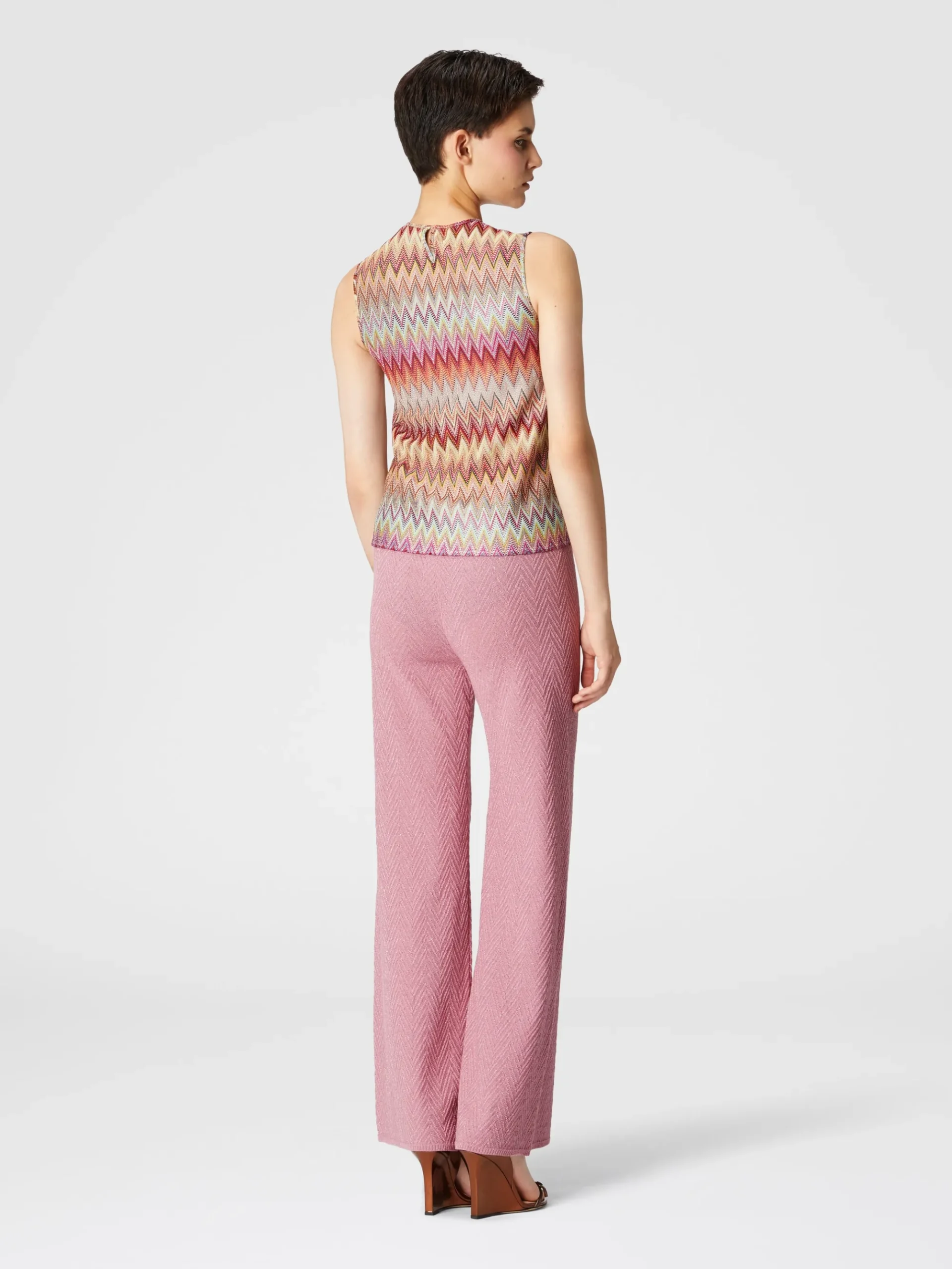 Straight-leg jacquard trousers