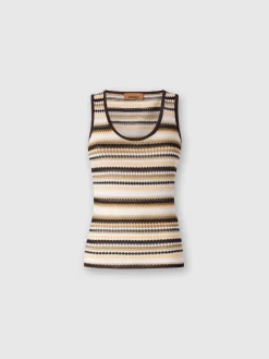 Striped cotton and viscose tank top