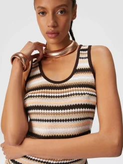 Striped cotton and viscose tank top