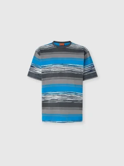 Striped cotton jersey T-shirt with logo