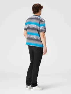 Striped cotton jersey T-shirt with logo
