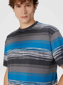 Striped cotton jersey T-shirt with logo