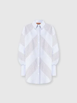 Striped cotton poplin shirt with wide sleeves