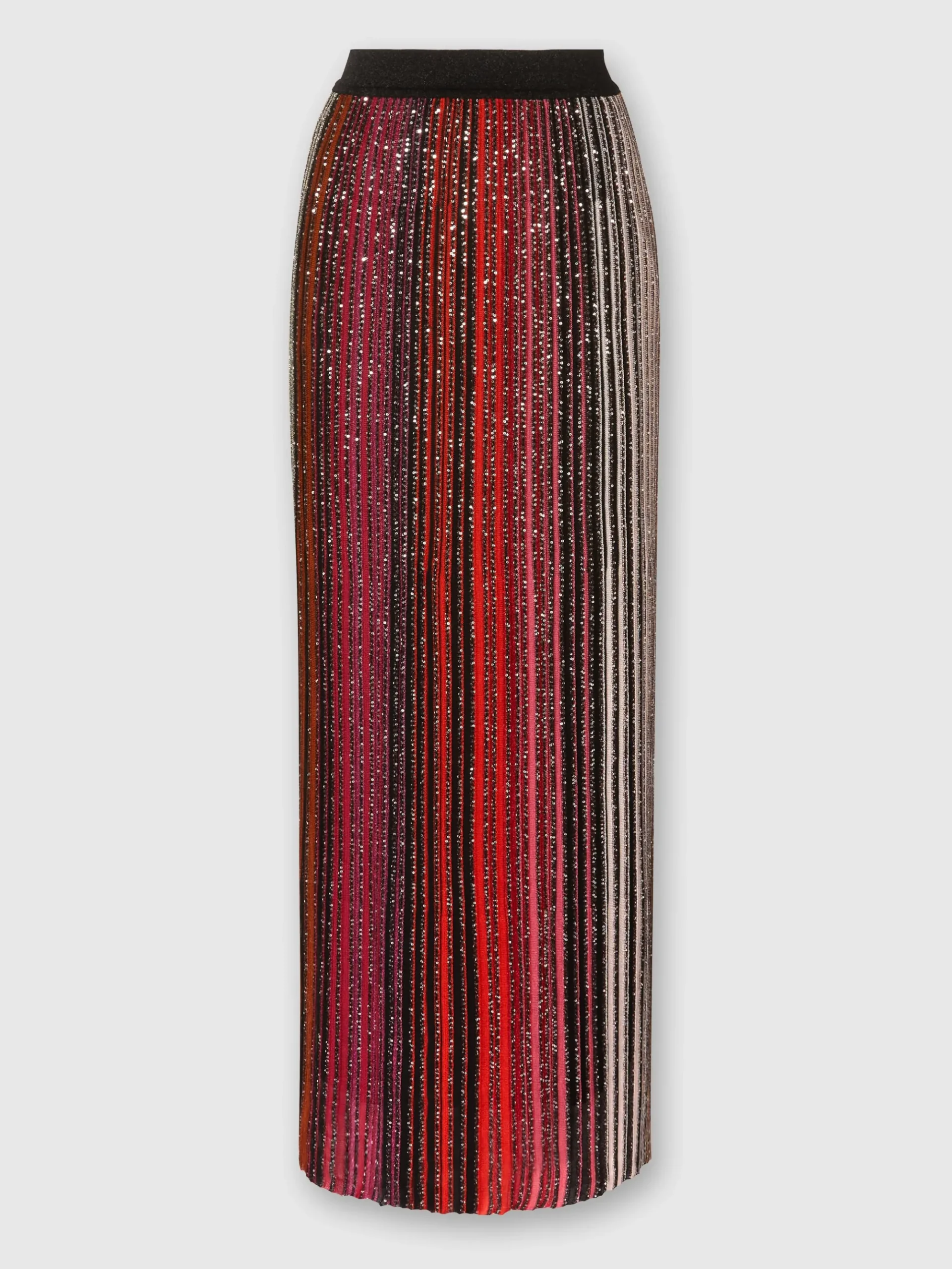 Striped partial long skirt with sequins