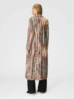 Striped wool, mohair and alpaca blend coat