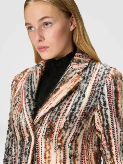 Striped wool, mohair and alpaca blend coat