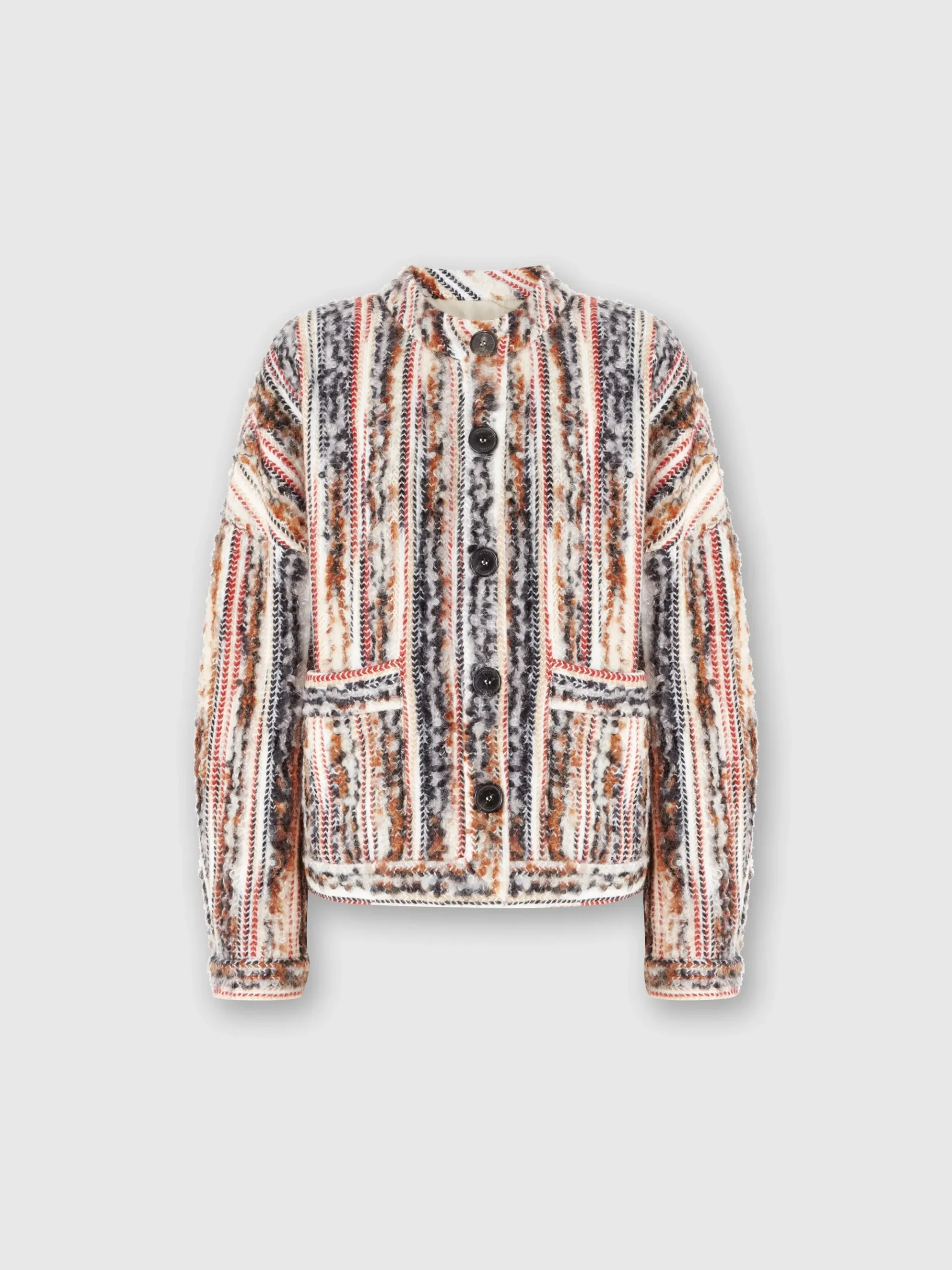 Striped wool, mohair and alpaca blend jacket