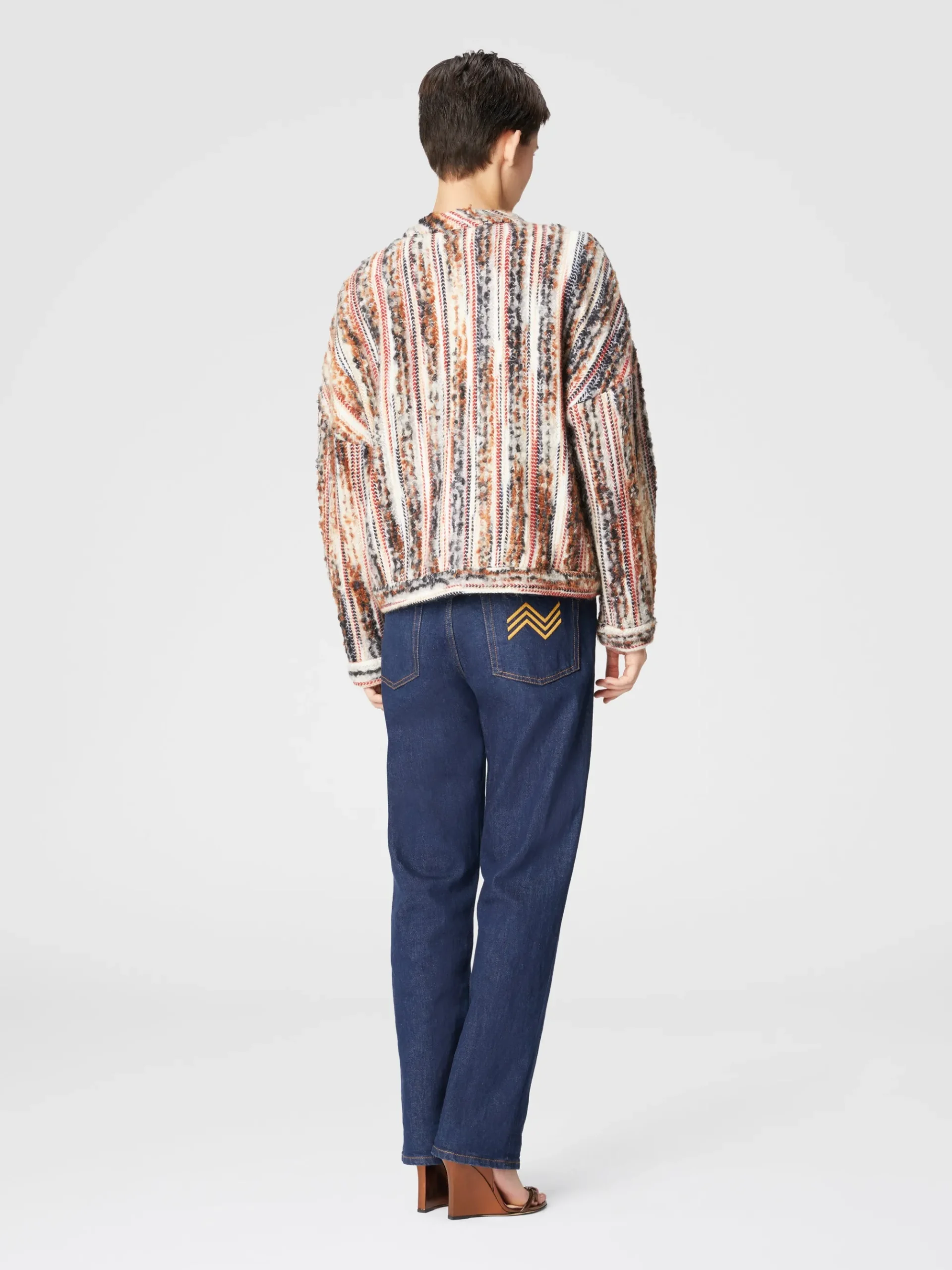 Striped wool, mohair and alpaca blend jacket