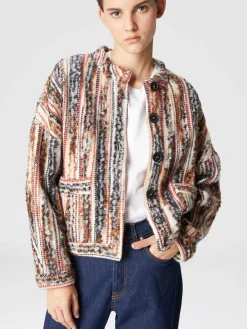 Striped wool, mohair and alpaca blend jacket
