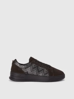 Suede sneakers with fabric insert