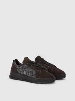 Suede sneakers with fabric insert