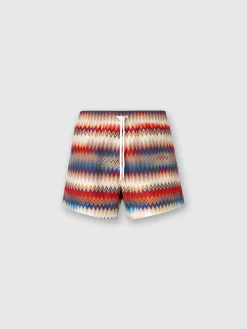 Swim shorts with gradient micro zigzag print