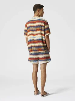 Swim shorts with gradient micro zigzag print