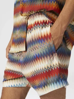 Swim shorts with gradient micro zigzag print