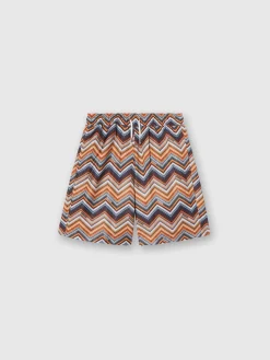 Swim shorts with zig zag print and logo
