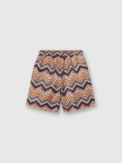 Swim shorts with zig zag print and logo