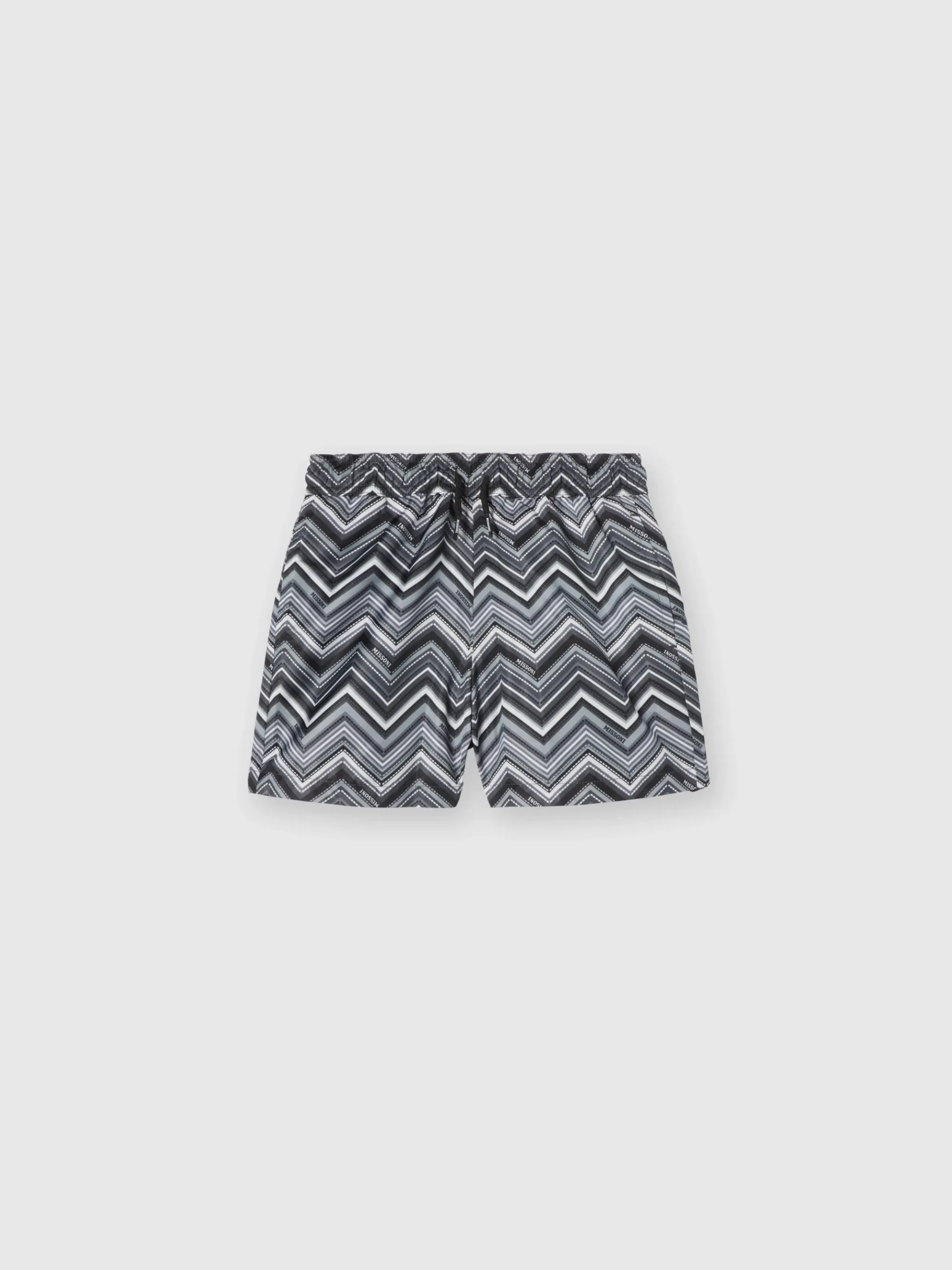 Swim shorts with zigzag print and drawstring waist
