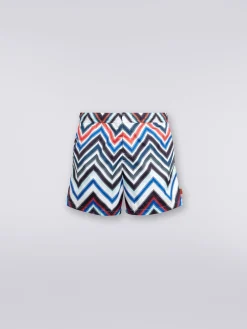 Swimming trunks in nylon with large gradated zigzag